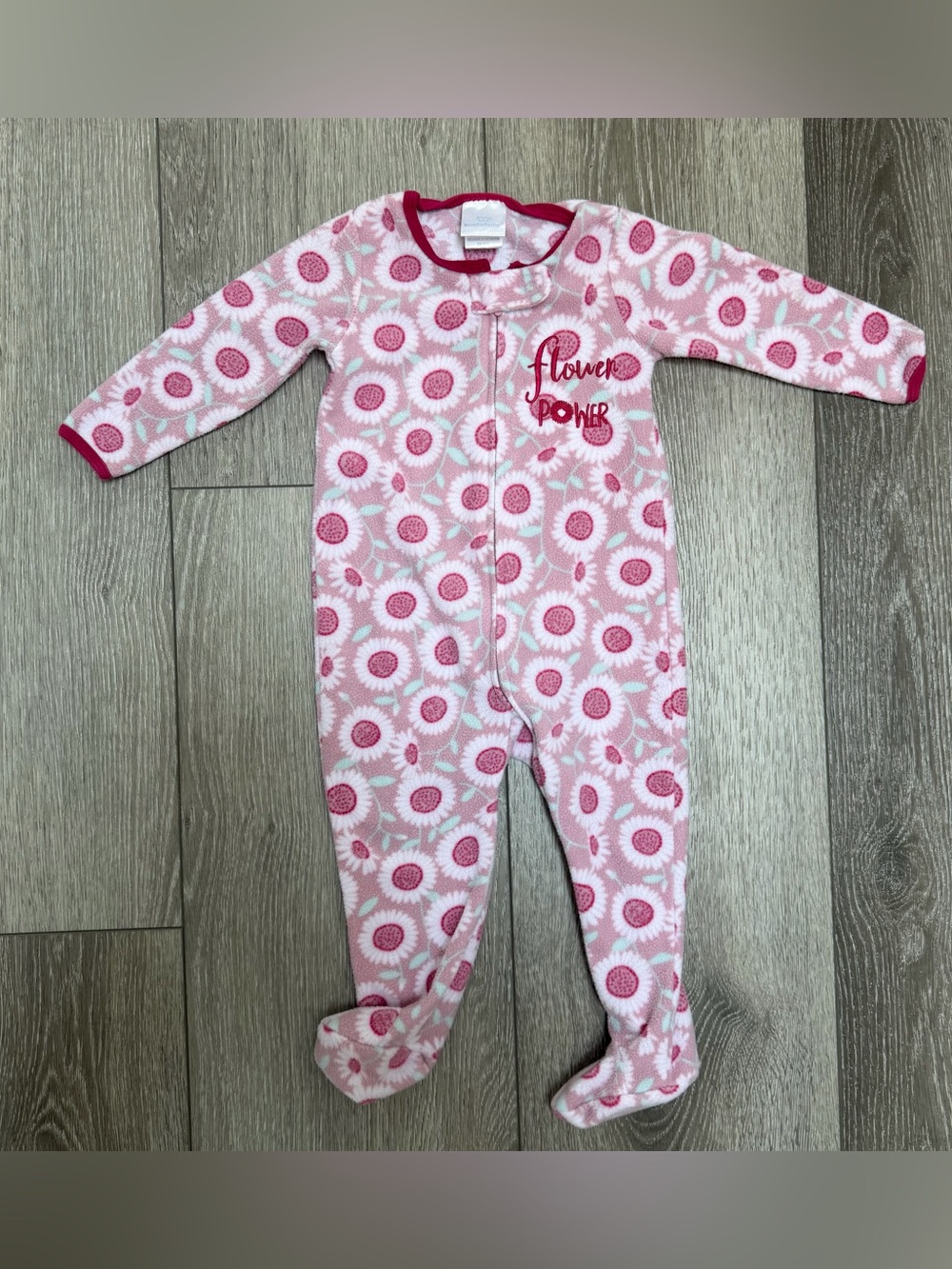KOALA BABY FLEECE ZIP UP FOOTED SLEEPER PJS PINK SUNFLOWER 6-9MO